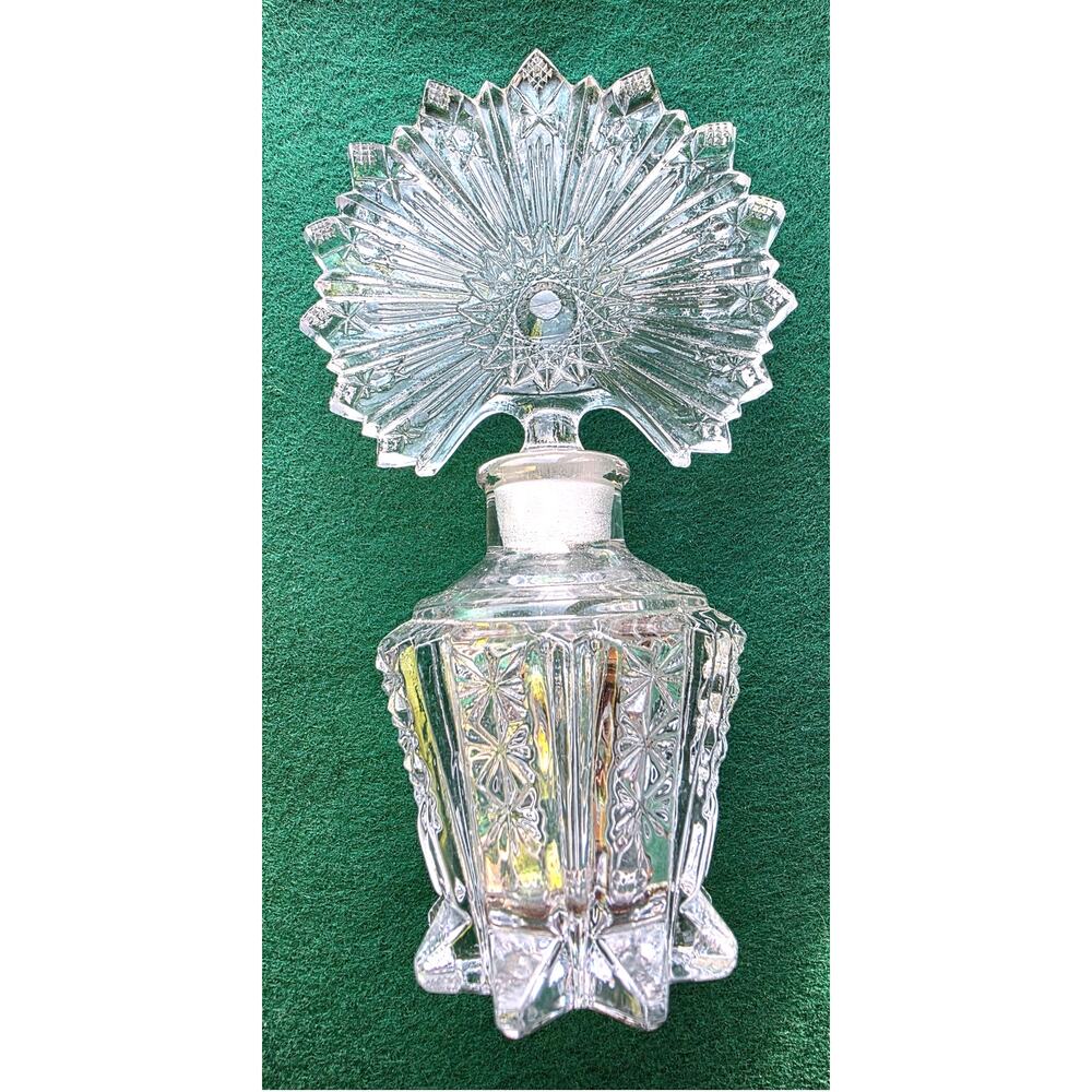 Vintage French Art Deco Cut Glass Starburst Perfume Bottle